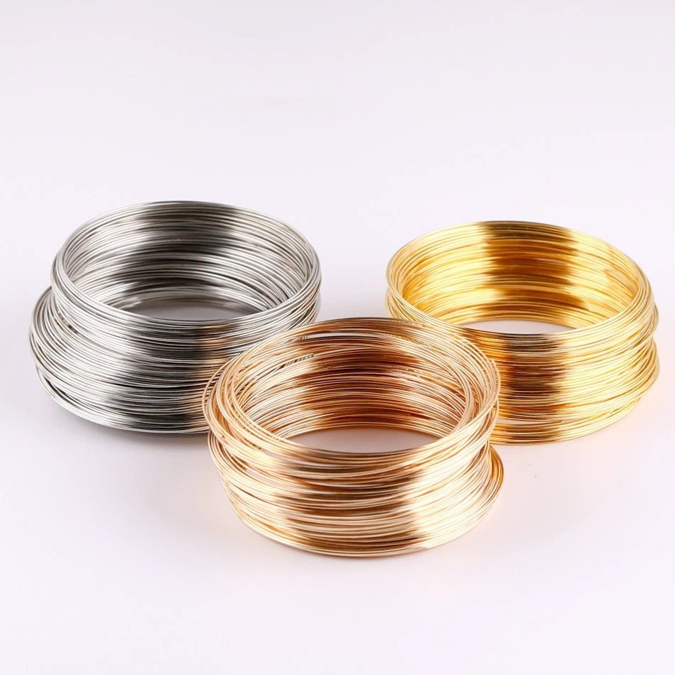 メモリーブレスレットワイヤー2*袋(1袋 0.6*60mm*100)(金色と銀色)